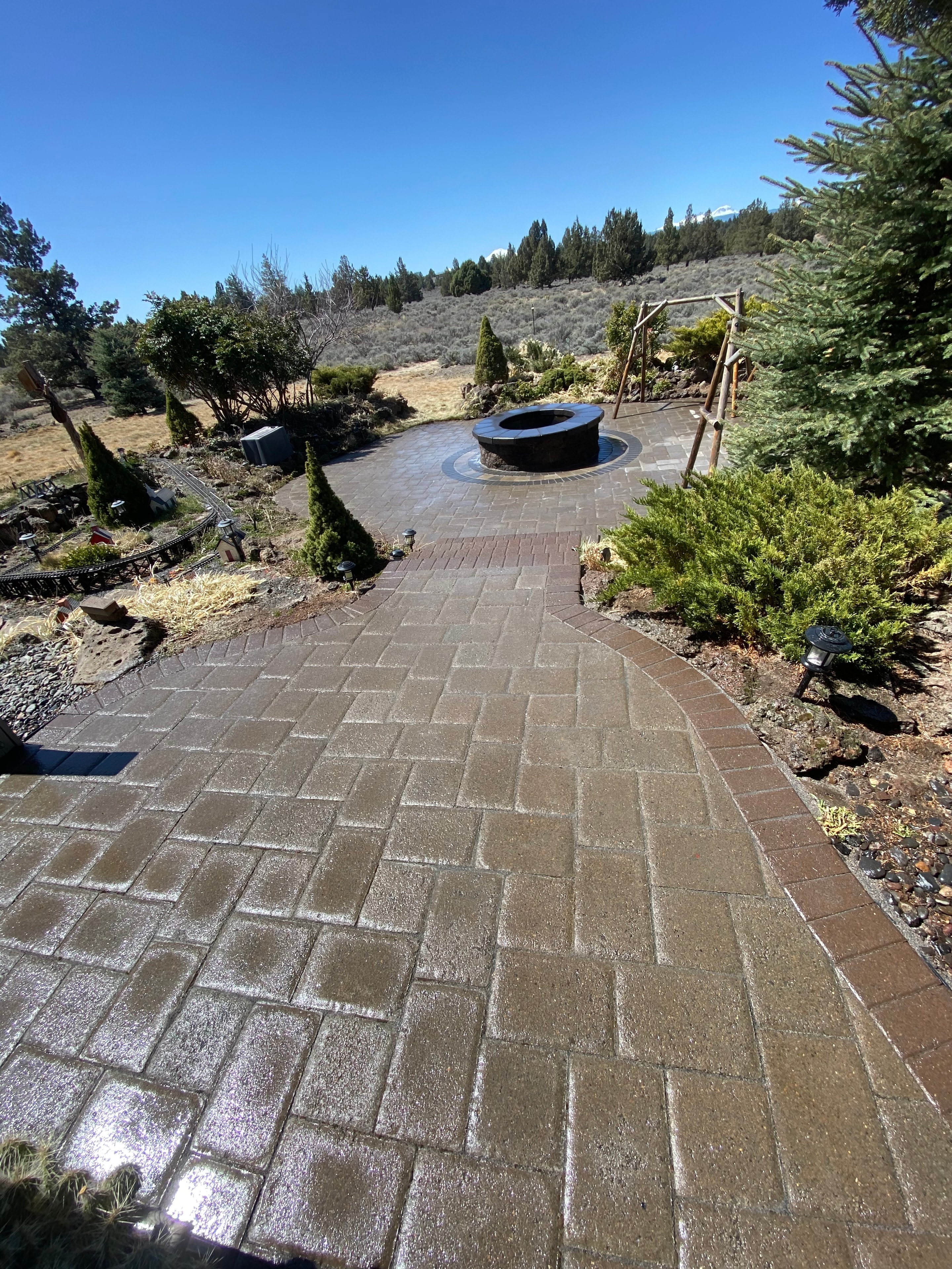 Paver Walkway with Fire Pit
