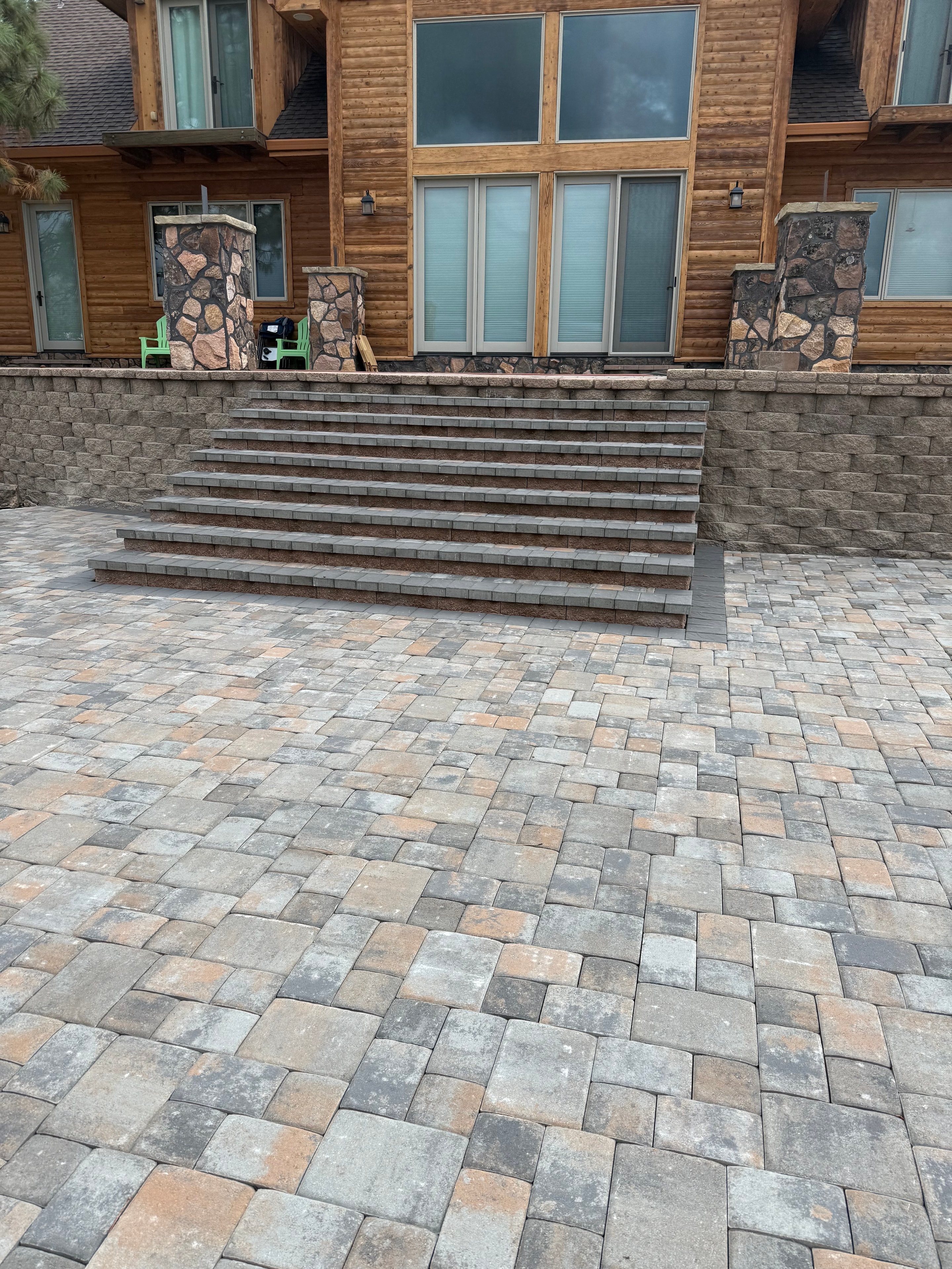 Paver Patio with Block Steps