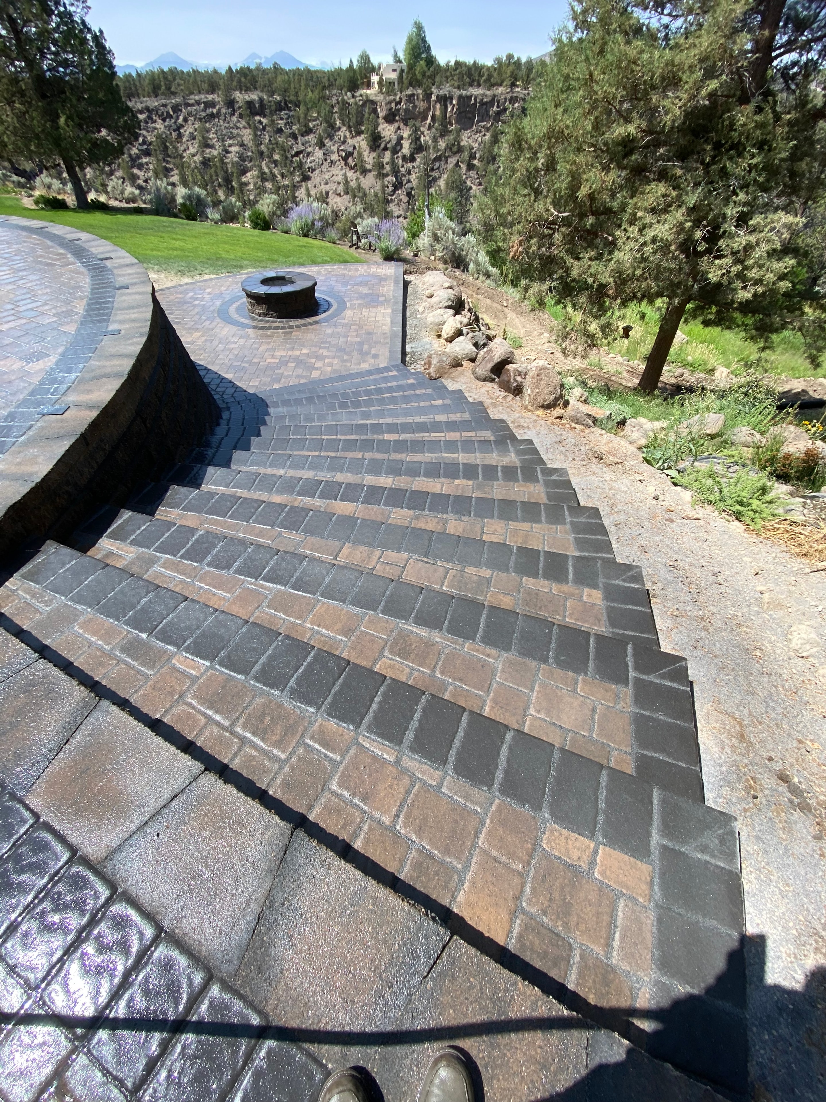 Paver Steps with Fire Pit Patio