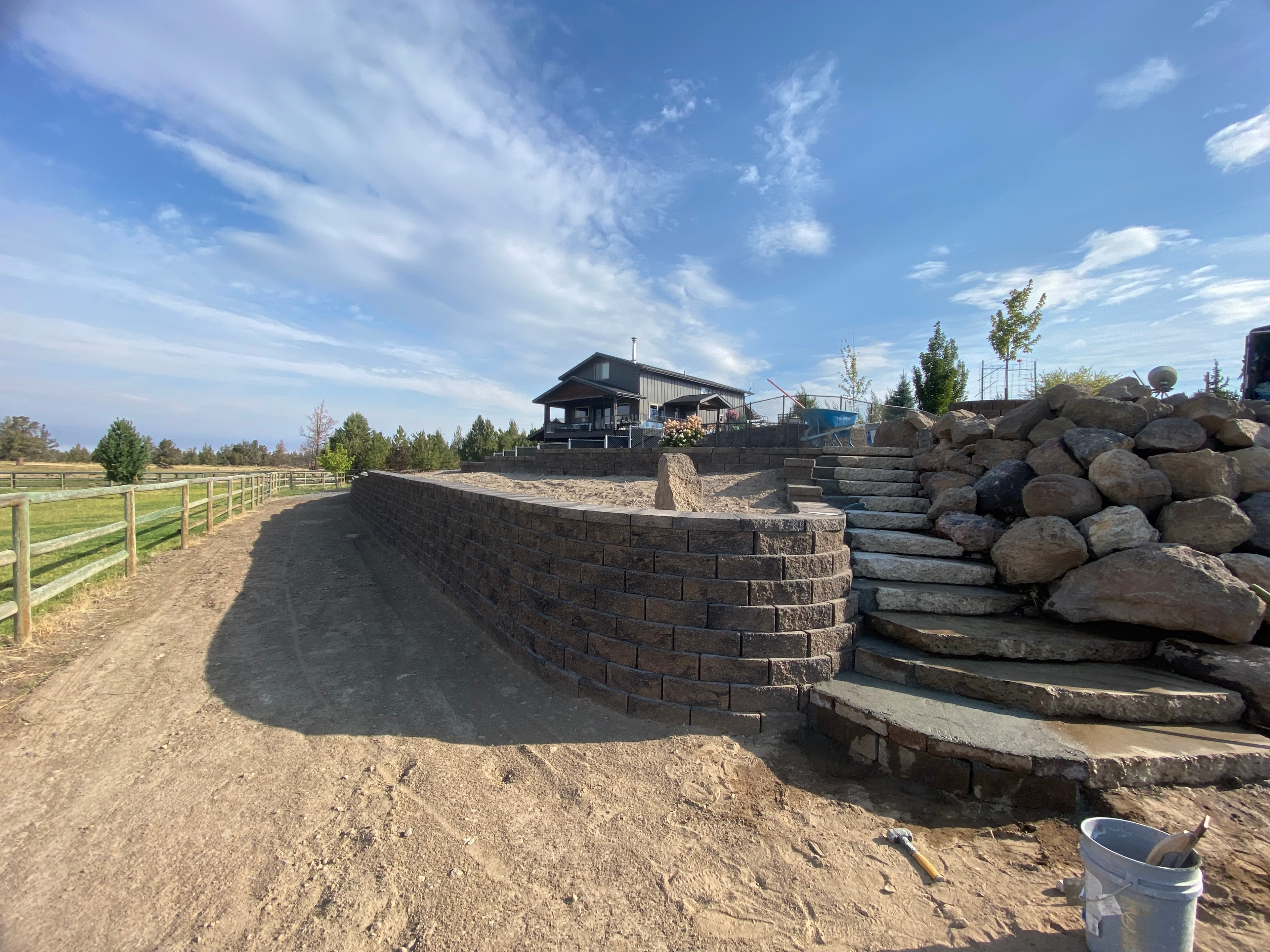 Curved Retaining Wall with Steps