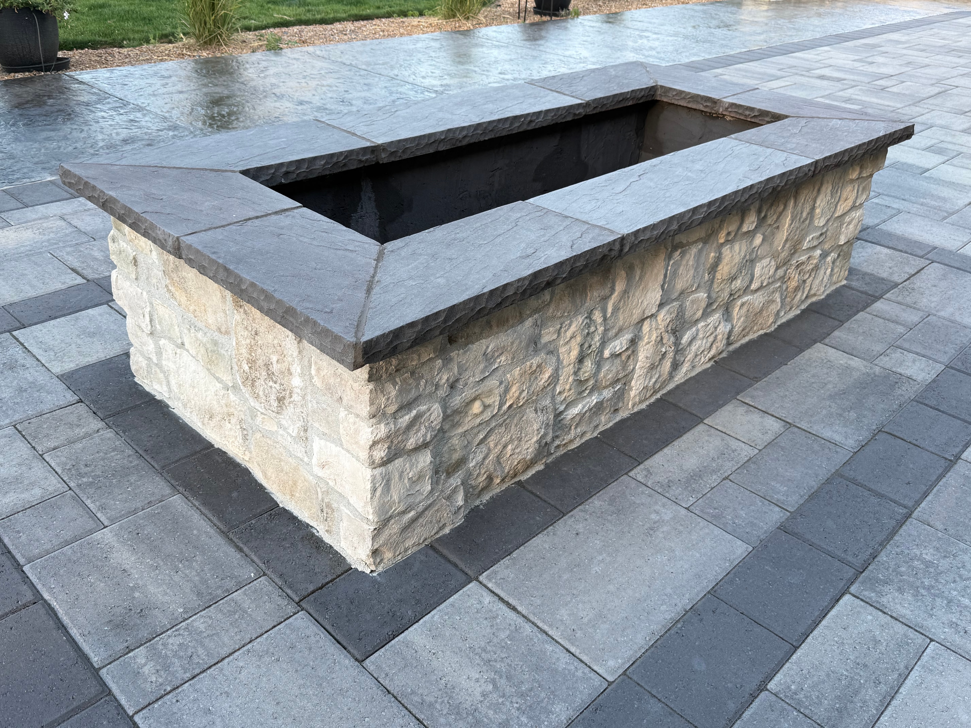 Stone Fire Pit with Slate Cap