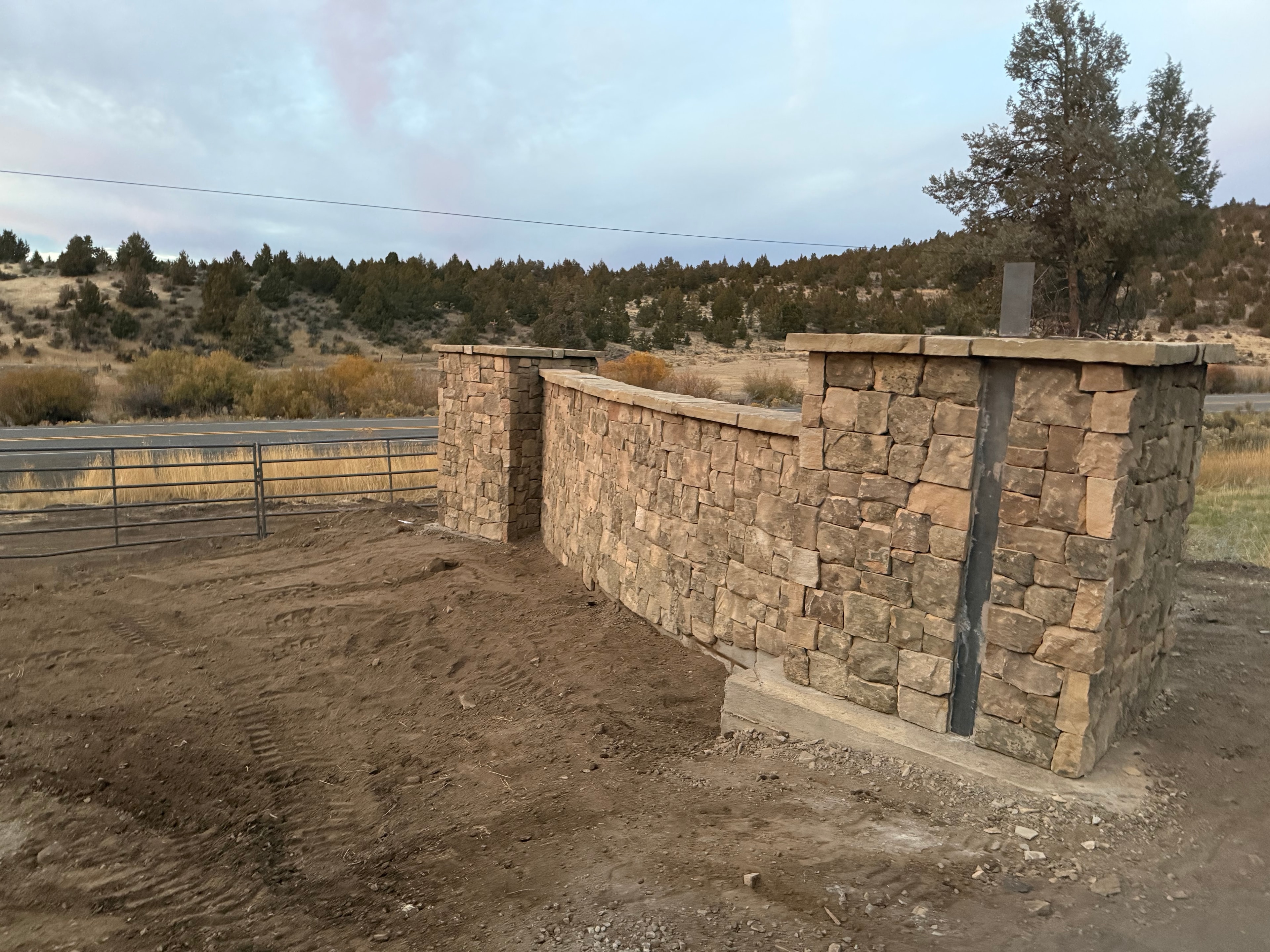 Stone Entry Gate & Curved Wall