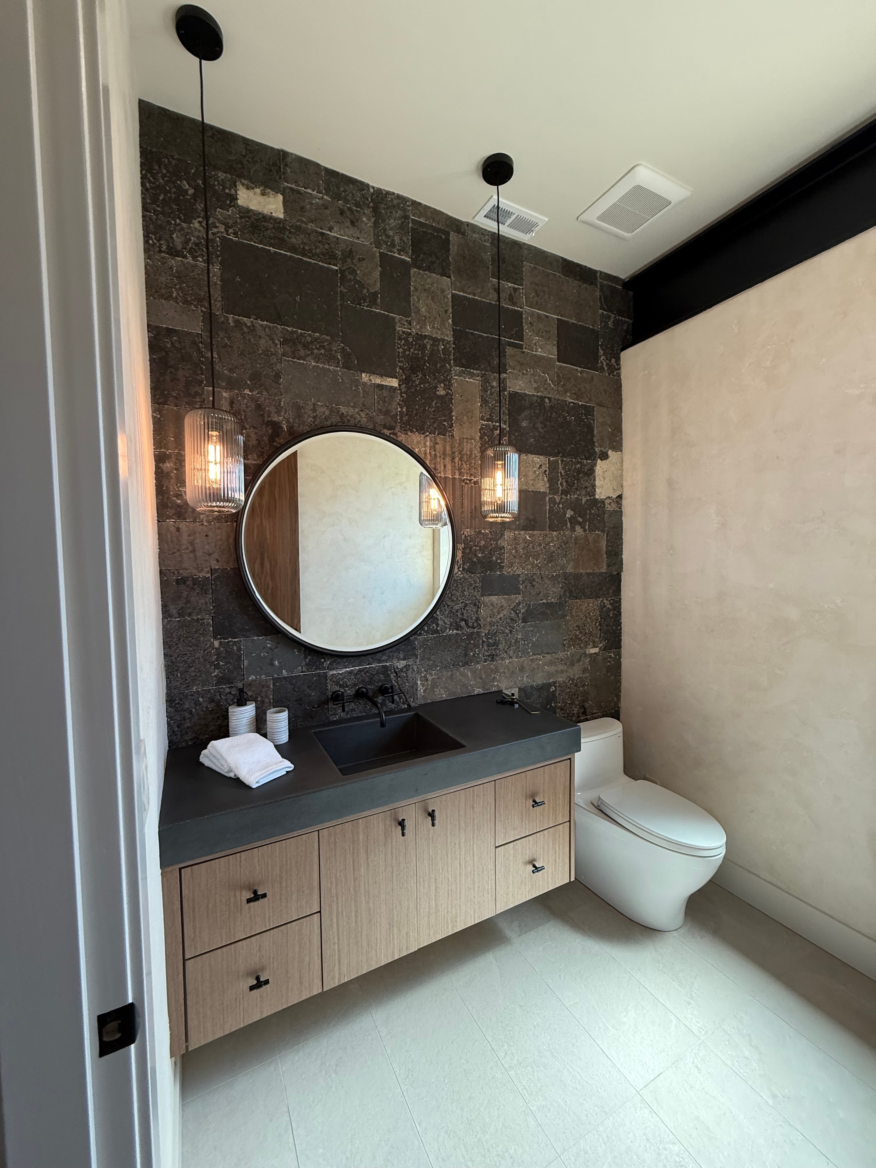 Dark Stone Bathroom Accent Wall