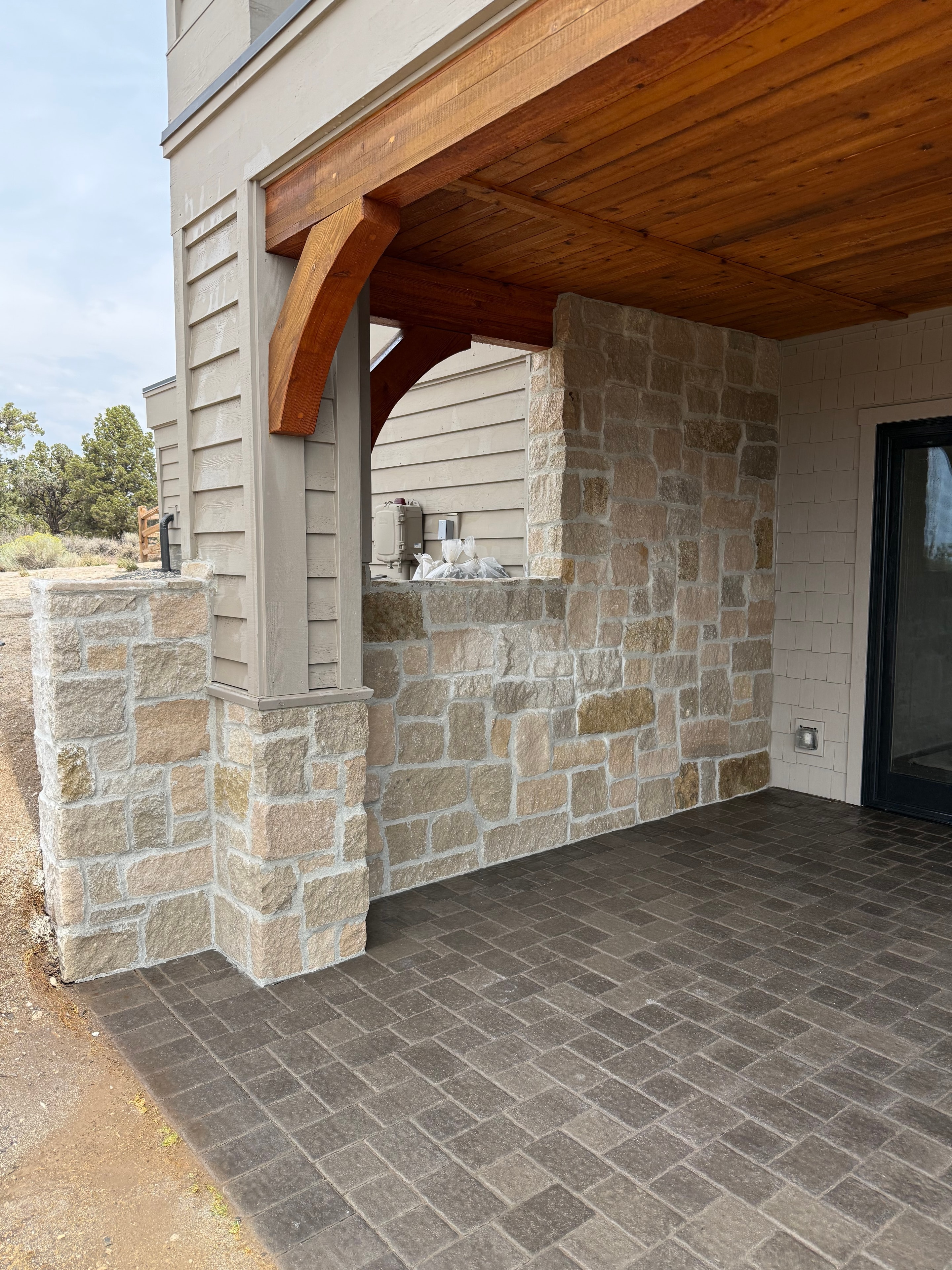 Stone Veneer Covered Patio & Columns