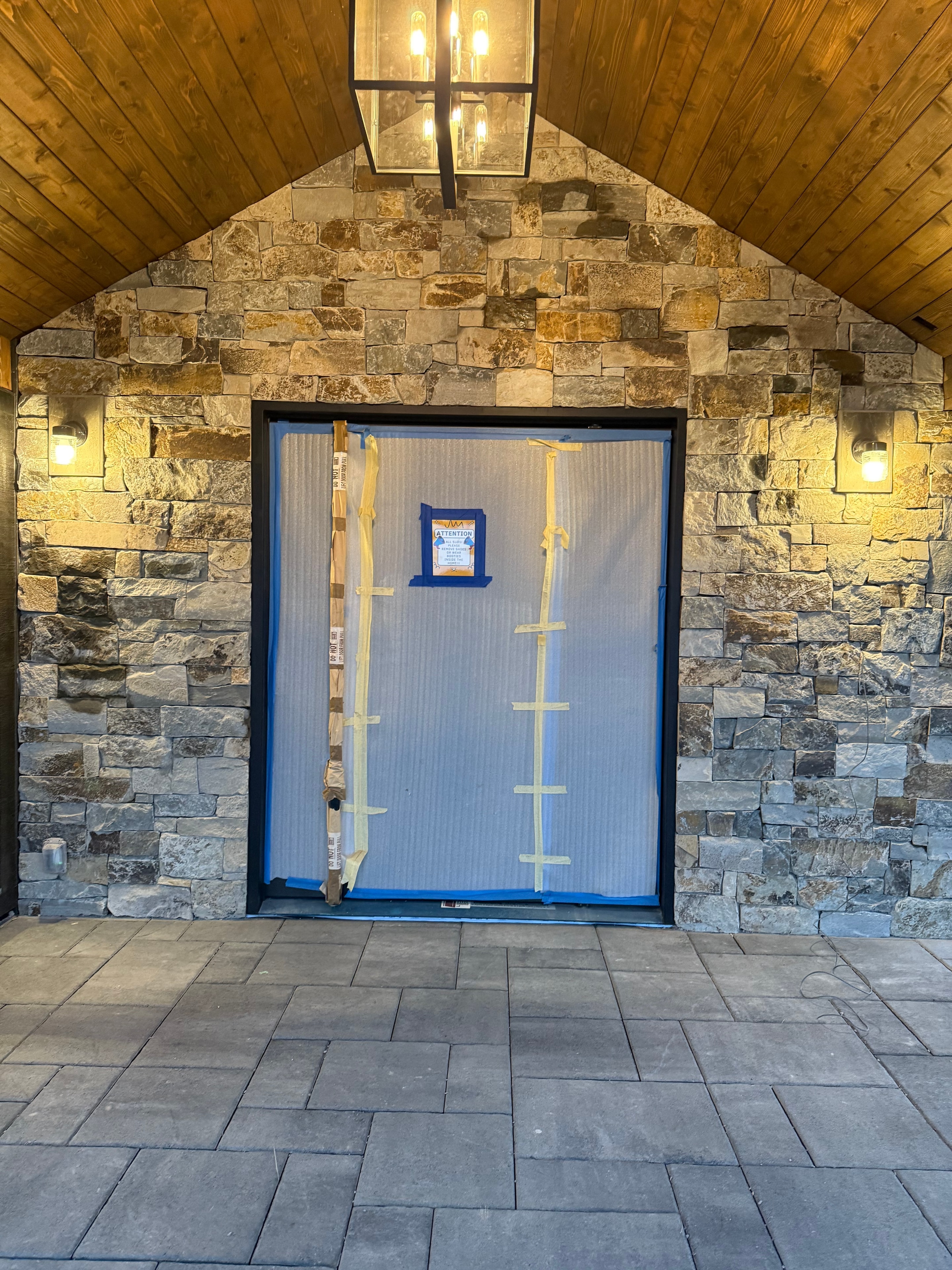 Stone Entry Arch with Paver Patio